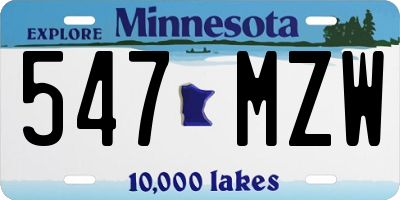 MN license plate 547MZW