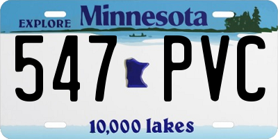 MN license plate 547PVC
