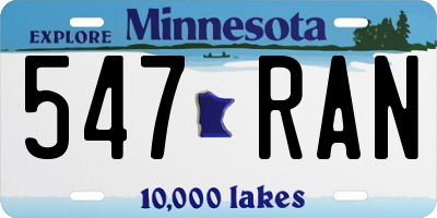MN license plate 547RAN