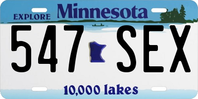 MN license plate 547SEX