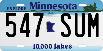 MN license plate 547SUM