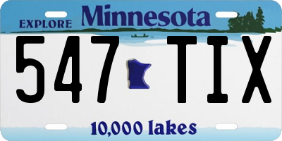 MN license plate 547TIX