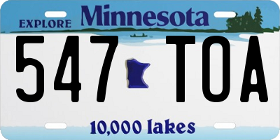 MN license plate 547TOA