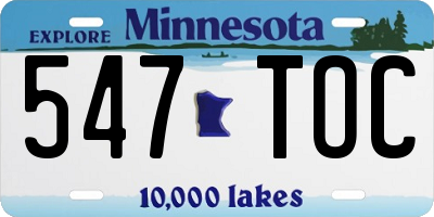 MN license plate 547TOC