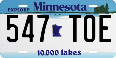 MN license plate 547TOE