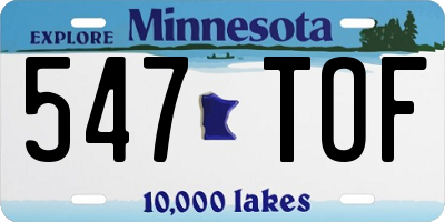 MN license plate 547TOF