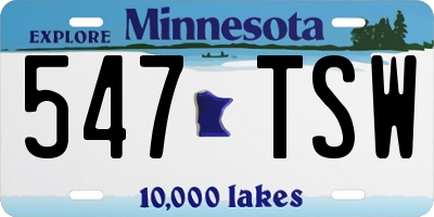 MN license plate 547TSW