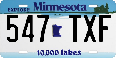 MN license plate 547TXF