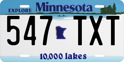 MN license plate 547TXT