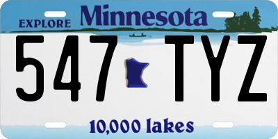 MN license plate 547TYZ