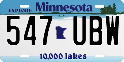MN license plate 547UBW