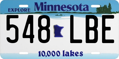MN license plate 548LBE