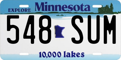 MN license plate 548SUM