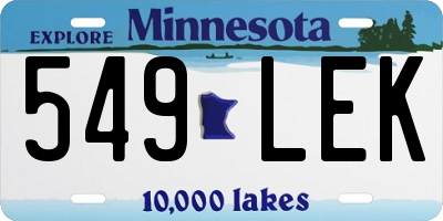 MN license plate 549LEK