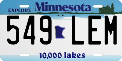 MN license plate 549LEM