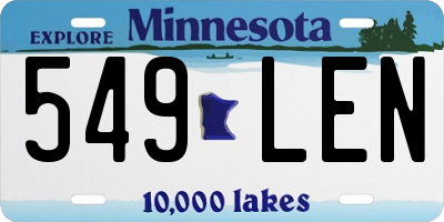 MN license plate 549LEN