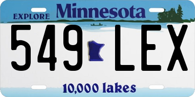 MN license plate 549LEX