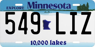 MN license plate 549LIZ