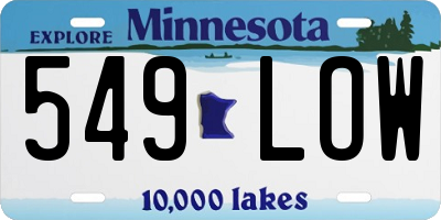 MN license plate 549LOW