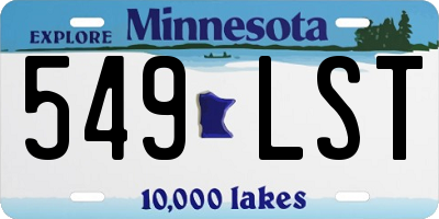 MN license plate 549LST