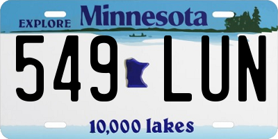 MN license plate 549LUN