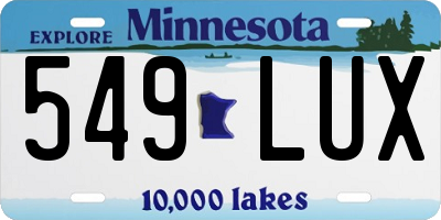 MN license plate 549LUX