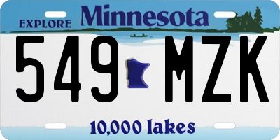 MN license plate 549MZK