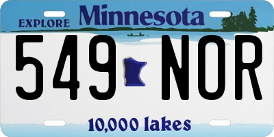 MN license plate 549NOR