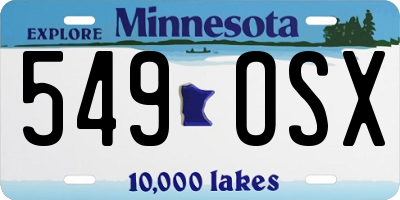 MN license plate 549OSX