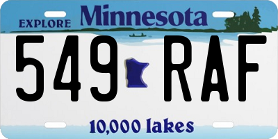 MN license plate 549RAF