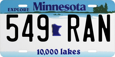 MN license plate 549RAN