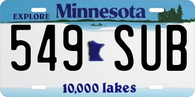 MN license plate 549SUB