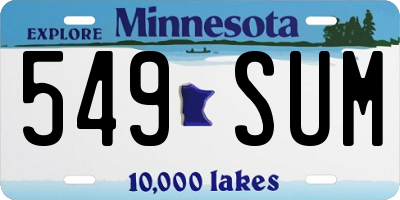 MN license plate 549SUM