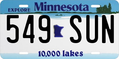 MN license plate 549SUN