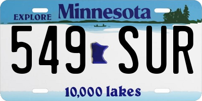 MN license plate 549SUR