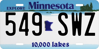 MN license plate 549SWZ