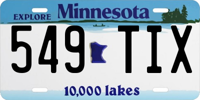 MN license plate 549TIX