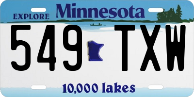 MN license plate 549TXW