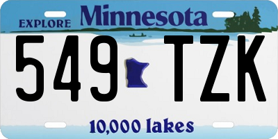 MN license plate 549TZK