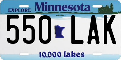 MN license plate 550LAK