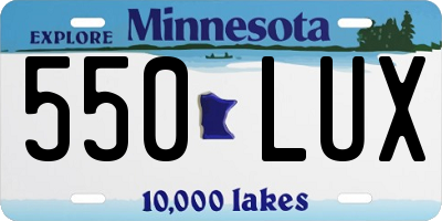 MN license plate 550LUX