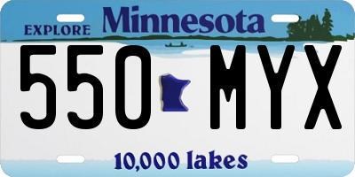 MN license plate 550MYX