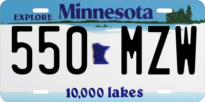 MN license plate 550MZW