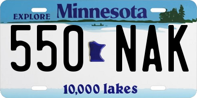 MN license plate 550NAK