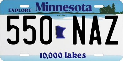 MN license plate 550NAZ