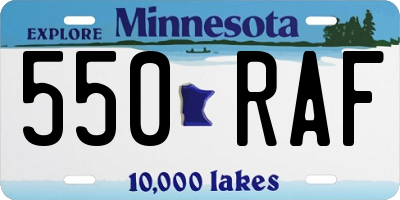 MN license plate 550RAF