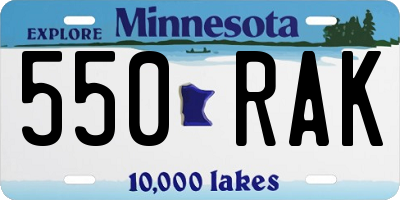 MN license plate 550RAK