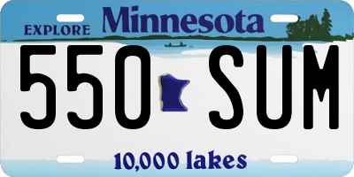MN license plate 550SUM