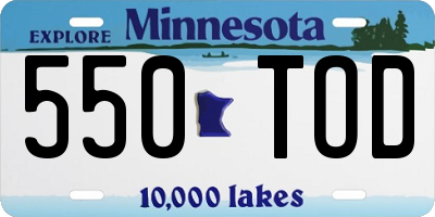 MN license plate 550TOD