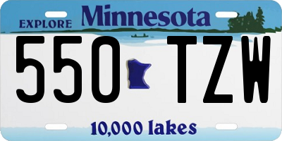 MN license plate 550TZW